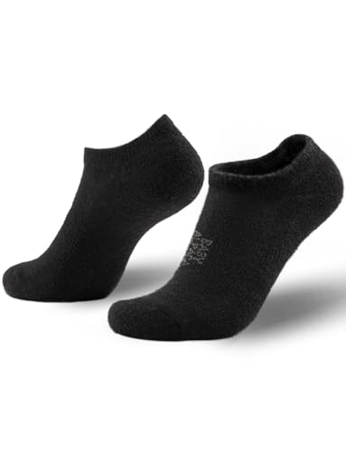 Juclise Alpaca Wool Any Season No Show Midweight Merino Outdoors Socks Men&Women Moisture Wicking Hiking Cushioned Breathable (US, Alpha, Large, Regular, Regular, Classic Black)