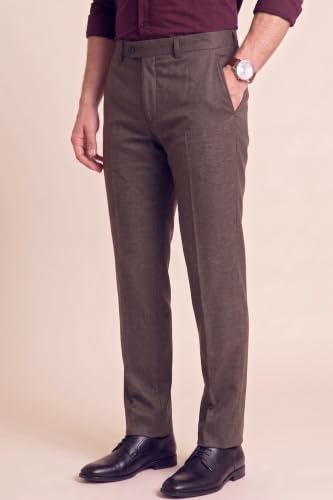 Image of Peter England Men's Premium Formal Stretchable Knit Super Slim Fit Trouser | Comfort Lycra | 360-Degree Stretch