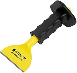 BLOSTM Brick Bolster Chisel - Tempered Carbon Steel Masonry Chisel with Shock Absorbing Ergonomic Handle for Bricklaying, Cutting Bricks, Stone and Ideal for use as a Carpet Bolster Tool - 100 x 220mm