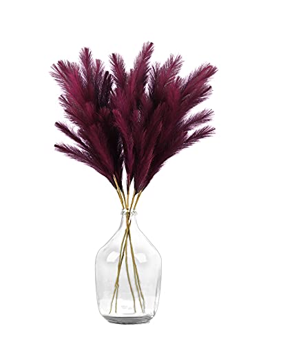 5pcs Pampas Sechees Decoration Pampas Artificielle 37 in/95 cm Pampas Sechees Naturel Fleur de Pampa pour la DéCoration à La Maison Boho Decoration Table HôTel (Violet Profond) Cover