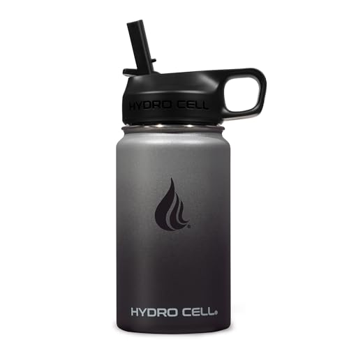 Image of HYDRO CELL Stainless Steel Insulated Water Bottle with Straw - For Cold & Hot Drinks - Metal Vacuum Flask with Screw Cap and Modern Leakproof Sport Thermos for Adults (Graphite /Black 14oz)
