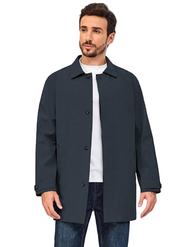 Little Donkey Andy Men's Waterproof Mid-Length Trench Coat, Lightweight Long Rain Coat, Single Breasted Overcoat3