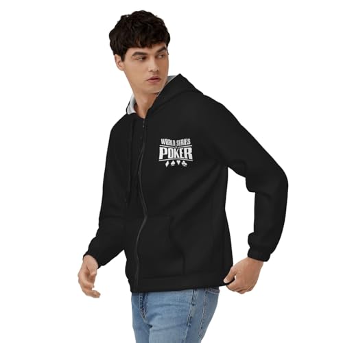 World Series of Poker Hoodies for Men's Zipper Hooded Sweatshirt Black3