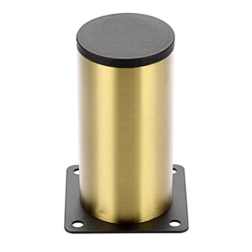 OwnMy 4PCS 4 Inch Stainless Steel Furniture Legs Feets Metal Cabinet Desk Sofa Legs, Golden Round Metal Furniture Risers Heavy Duty Coffee Table Replacement Leg TV Stand & Chair Legs