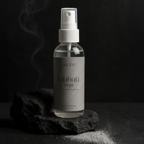 Image of ABODE Vibhuti Room Freshener Spray 100ML | Sacred Ash Inspired Fragrance | Camphor Woody Herbal Aroma | Non Toxic Gas Free Air Freshener for Home Office Pooja Room Meditation