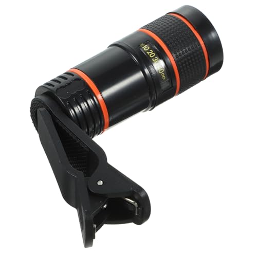 TOGEVAL Lente Monocular Largo 8X para Teléfono Clip Portátil para Fotografía Móvil, Lente Macro Profesional De Alta Definición, Accesorios Ópticos Compactos Negros