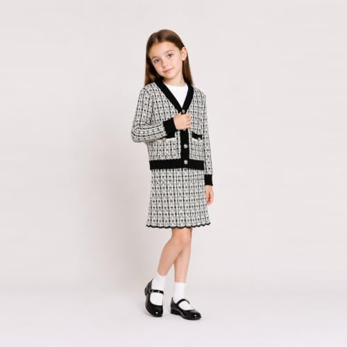Image of Mud Kingdom Cute Little Girls Ribbed Knit Cardigan Skirt Set School Style