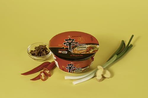 Nongshim Shin Bowl Noodle Soup, Gourmet Spicy, 3.03 Ounce (Pack Of 12)