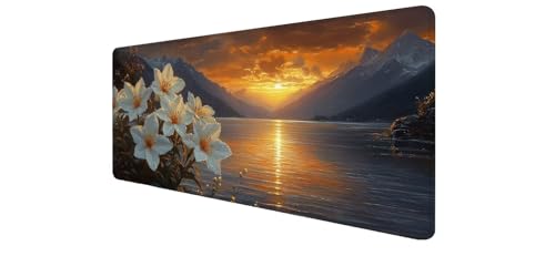 Tapis de souris coucher soleil XXL idéal pour travailler ou jouer confortablement sur PC