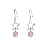 PLATYCO Strawberry Quartz Earrings Dangle 925 Sterling Silver Strawberry Quartz Crystal Earrings Nat