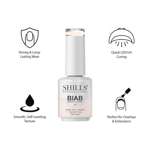Image of SHILLS PROFESSIONAL BIAB - Builder in a Bottle 15ml | Soak Off UV & LED Gel Polish | Nail Strengthener, Base & Builder Gel in One | Long-Lasting, Chip-Resistant Formula | Available in 6 Shades (04 - Ivory Pink)