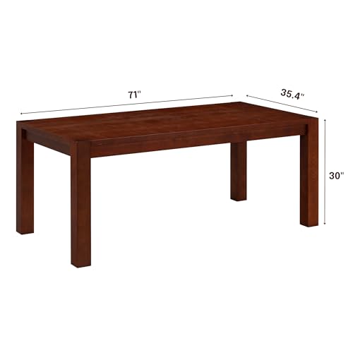 NTC Block 71 Inch Modern Farmhouse Dining Table, Rectangular Dinner Table for Dining Room, Living Room Furniture, Effortless Assembly, Dark Walnut - Image 3