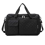Uoqpty Reisetasche – Weekender persönliche große Tasche – kariert, wasserdicht, Organizer für Sportausrüstung, mit Schuhfach für Workout, Basketball, Fußball, Yoga, Schwimmen, Schwarz , Refer to