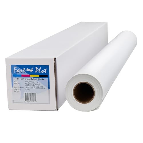 FastPlot Polypropylene Banner 8 mil Waterproof - 36inch x 100ft Roll - 2inch core