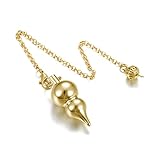 PESOENTH Gold Copper Metal Dowsing Pendulum Divination Spiritual Gourd Shaped Pointed Pendant Pendulum for Healing, Meditation, Scrying, Dowser, Wicca