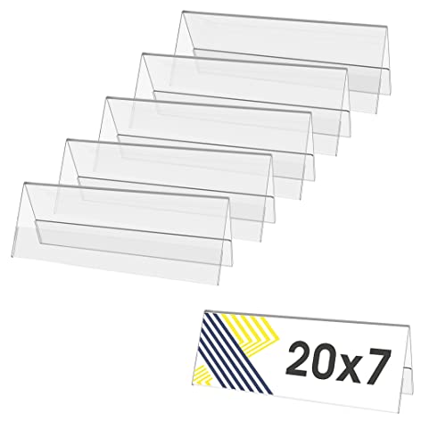 Danieli | Cavalieri da Tavolo in Acrilico Trasparente leggibili da entrambi i lati. Espositore da banco portanome e Portaprezzi da vetrina. (20x7x6 (6 pezzi))