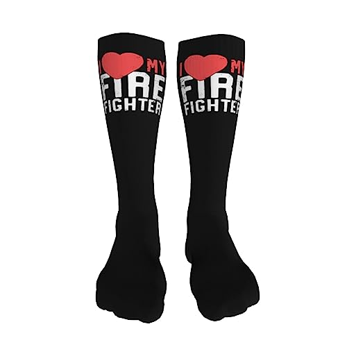 I Love My Fire Fighter Knee High Socks For Women Long Tube Socks Athletic Compression Socks Unisex High Socks Girls3