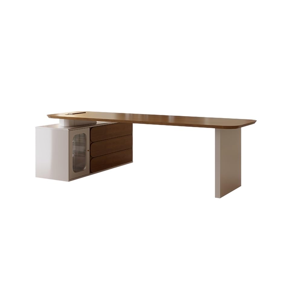 Escritorio esquinero de madera maciza, moderno escritorio de consulta para el hogar o el negocio, estación de trabajo multifuncional para configuración de oficina en casa