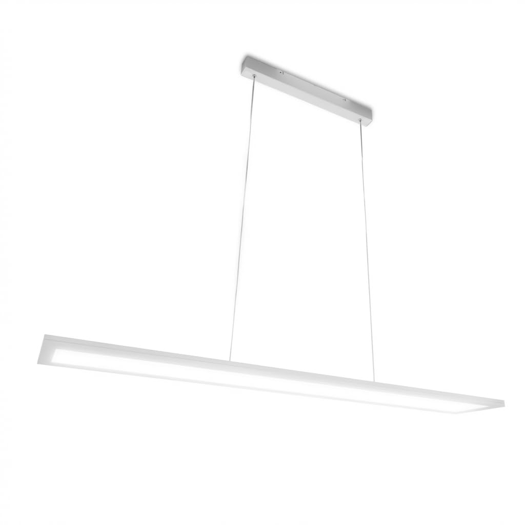 LED Universum Büro-Pendelleuchte OFFICE PANEL UP & DOWN 70/30, 120x20cm weiß, CCT 3000-6000K, 3500lm, dimmbar, mit Fernbedienung, blendfrei UGR<19, hoher CRI>90Ra, flimmerfrei