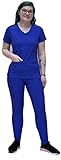 ANGIE UNIFORMS YOGAFLEX Jogger Scrubs for Women Set. Regular and PETITE. Side Spandex 2 Pockets Top with Yoga Waist Joggers. A410 (GALAXY, M)