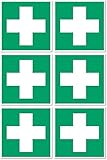Tamaño: 5 cm (50 mm) Primeros auxilios, señal de rescate: E003 – DIN EN ISO 7010 / ASR A1.3 – pegatina: 5 cm, 6 unidades