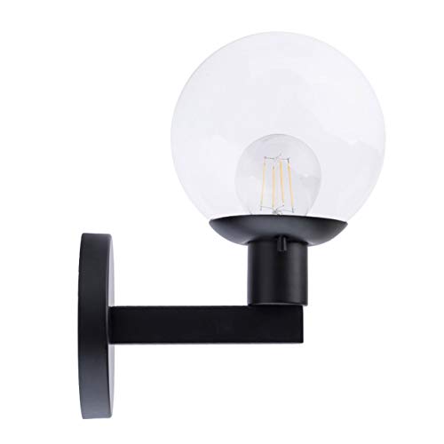 Linea Di Liara Glass Globe Matte Black Wall Sconce Lighting Sferra Mid Century Modern Sconces Wall Lighting Fixture Bathroom Vanity Wall Sconces Wall Light For Hallway And Bedroom, Led Bulb Included #TOP5