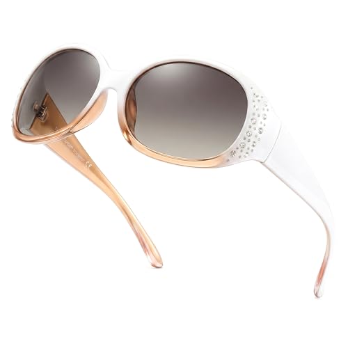 Image of LVIOE Polarized Sunglasses for Women Rhinestone Design Wrap Around Shades