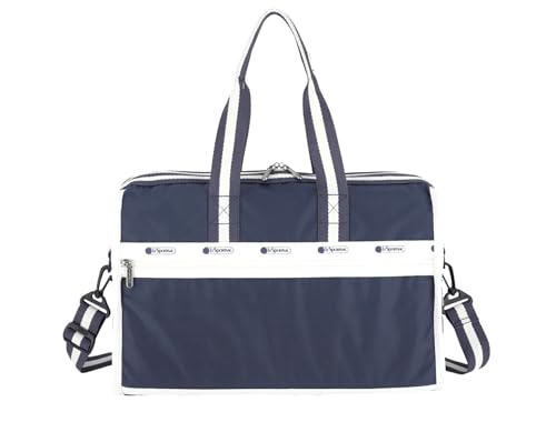 LeSportsac Spectator Deep Blue Deluxe Medium Weekender Crossbody Bag, Style 4318/Color C466, Timeless Navy Blue & Crisp White Unite in Fashion Trending 2 Tone Spectator Style Sophisticated Travel Bag2