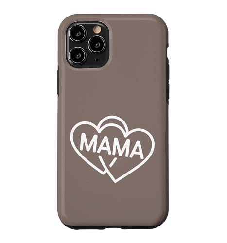 Taupe - Mama Script Hearts ���킢�� �~�j�}���X�g �^�C�|�O���t�B �X�}�z�P�[�X iPhone 11 Pro �p