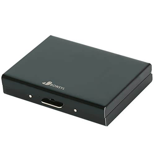 BONSYL® Tarjetero de Tarjeta de Crédito con 10 Ranuras, Billetera de Tarjeta de Crédito con Bloqueo RFID de Metal Delgado para Hombres y Mujeres. (10 Ranuras-Negro)