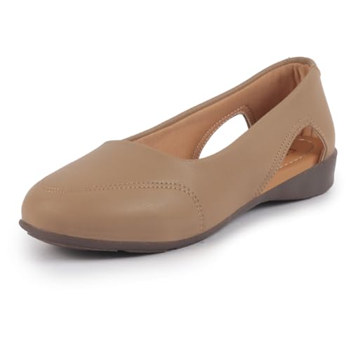 Image of FAUSTO Women Stylish Backless Casual Ballets | Low Heel Cut-Out Slip-On Ballerinas | Comfortable Walking Flats Sandals | Memory Cusion Insole