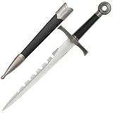 Armory Replicas™ Medieval Assassins Ringed Pommel Dagger - Sword Breaker Design with 9.5” Stainless Steel Blade - Antique Finish Hand Guard & Black Wooden Sheath