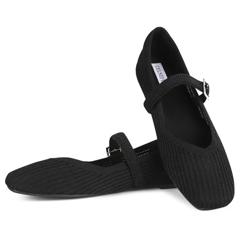 CELNEPHO Flats for Women Square Toe Ballet Flats Shoes Comfortable Dressy Knit Flats for Women Arch Support Slip On Washable Casual Office Shoes2