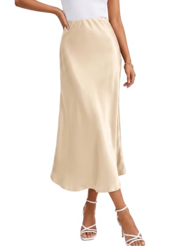 Satin Midi Skirts for Women Long Silk