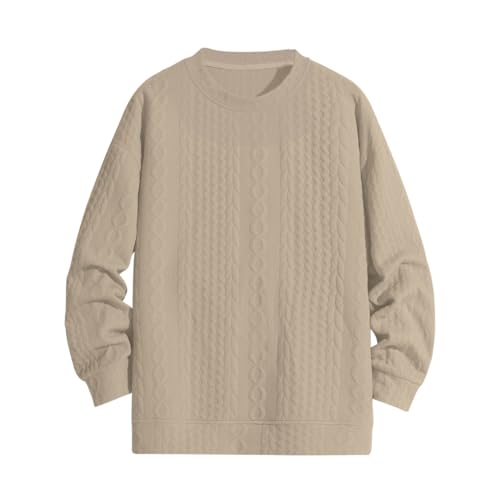 Men's Casual Crewneck Cable Knit Sweaters Long Sleeve Fashion Jacquard Twist Patterned Pullover Sweater Slim Fit Top