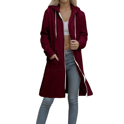 CRTNCEM Womens Zip up Oversized Hoodies Drawstring Long Sleeve Warm Full Zipper Long Fleece Sweatshirts Jacket with Pockets3