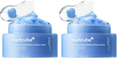Image of medicube Capsule Cream with Hyaluronic Acid | 120H Lasting Hydration, Barrier Care, Calming Daily Facial Moisturizer For All Skin Types | Panthenol & Ceramides | Korean Skincare, 1.94 oz (Pack of 2)