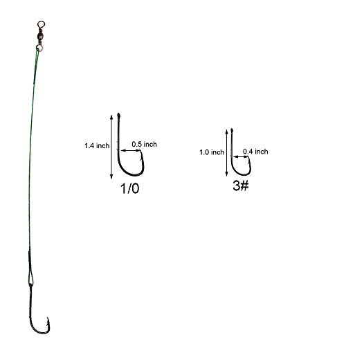 20Pcs Wire Leader Hook Rigs Baitholder Fishing Hook Nylon Coated Fishing Wire Leader With Swivel (10Inch Green, 2/0-20Pcs) #TOP3