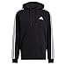 adidas Men's Standard Essentials Fleece 3-Stripes Hoodie, Black/White, Large
