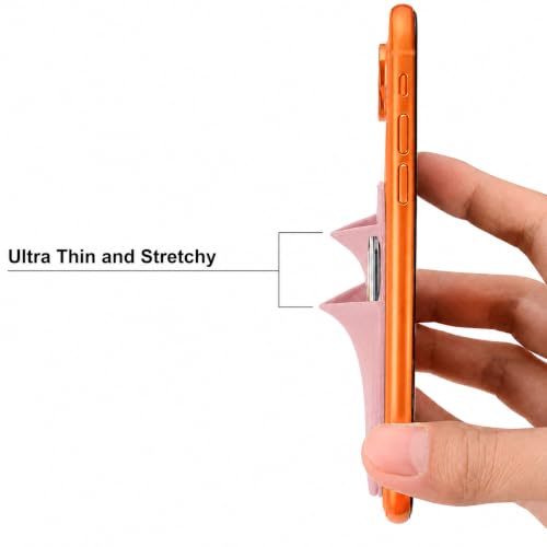 Image of Mizi (2 Pack Adhesive Phone Stretchy Wallet, Card Holder for Back of Phone Stick on Phone Cases for iPhone /Android /Samsung Galaxy - Pink
