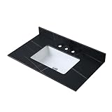 Legendstone 37' Bathroom Vanity Top with Ceramic Undermount Sink & Backsplash,Black Gold Sintered Stone Counter Top, 3 Holes Vanity Sink Top