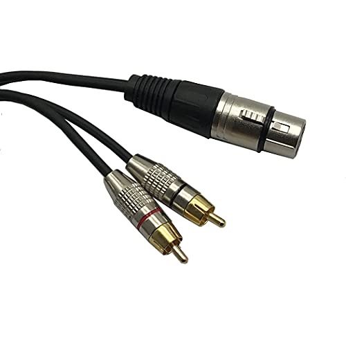 MMNNE 10FT XLR Female to 2 x Phono RCA Plug Adapter Y Splitter Patch Cable, XLR Female 3 Pin to Dual RCA Male Plug Stereo Audio Cable Connector
