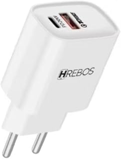 HREBOS Carregador Turbo CRG-232 Neo Charge 20W USB-A e USB-C | Carregamento Rápido, Design Compacto, Porta USB-A e USB-C, Para Smartphones e Tablets, Bivolt