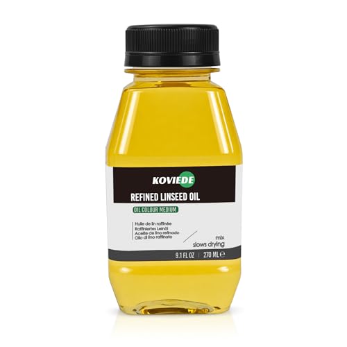 KOVIEDE 9.13 fl oz (270mL) Linseed Oil for Painting, Premium Refined Artist Medium for Thinning Oils, Enhances Flow, Transparency & Gloss for Professional Use by KOVIEDE - Used condition - US$12.46