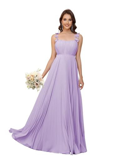 Chiffon Square Neck Bridesmaid Dresses Spaghetti Straps Long Aline Formal Dress PU320