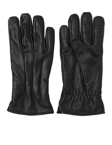 JACK & JONES Jacmontana Leather Gloves Sts, Guanti Uomo, Nero