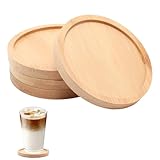 WINDAWNKE 4 PSC Round Bamboo Coasters for Crafts, 3.54 Inch Drink Coasters for Coffee Table, Drinking Cup Coaster for Small Plant Art Plate