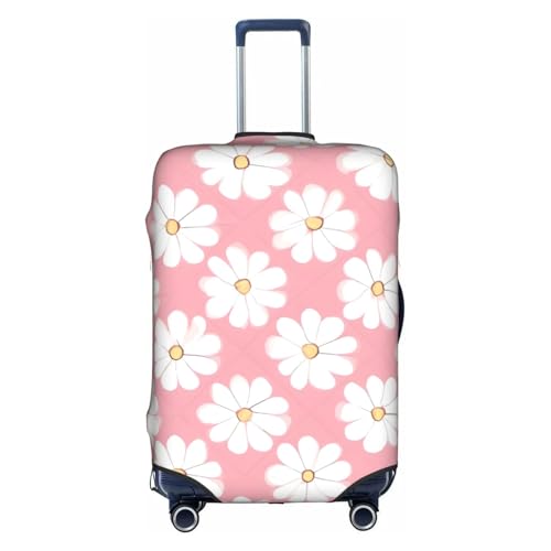 White Chrysanthemum Texture Chart Suitcase Cover Luggage Protective Case High Elasticity Material For Travelers