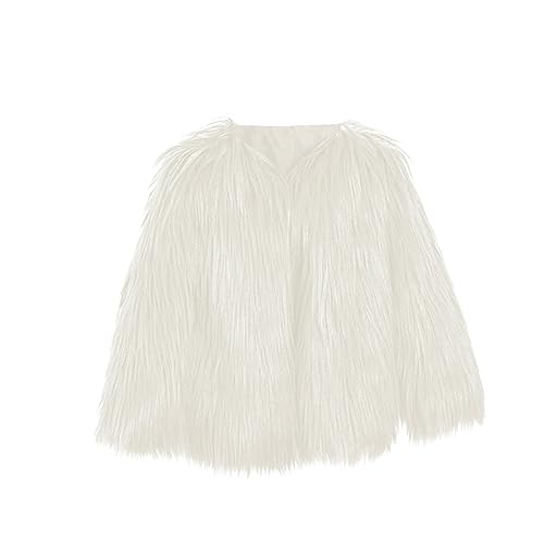 Faux Furry Warm Coat for Kids Girls Fleece Long Sleeve Crewneck Solid Color Jackets Toddler Girls Trendy Cute Clothes