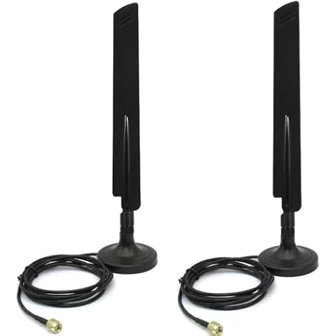 10dBi Dual Band WiFi 6E Antenna 6GHz 2.4GHz 5GHz RP-SMA WiFi Antennae with Extension Cable Magnetic Base for PC Desktop Computer PCI PCIe WiFi Bluetooth PCIe WiFi 6E Card Wireless Network Router Cover